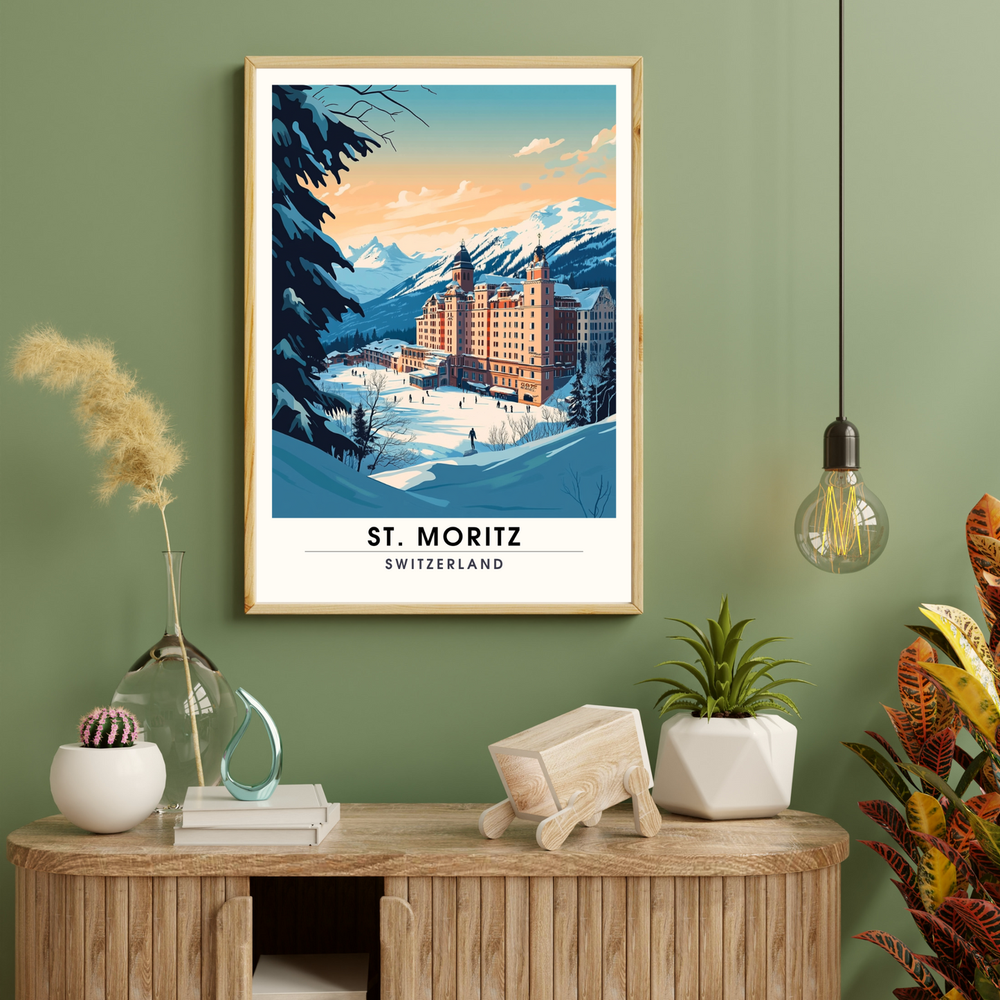 Affiche Saint-Moritz, Suisse | impression de voyage Saint-Moritz, Affiche de ski