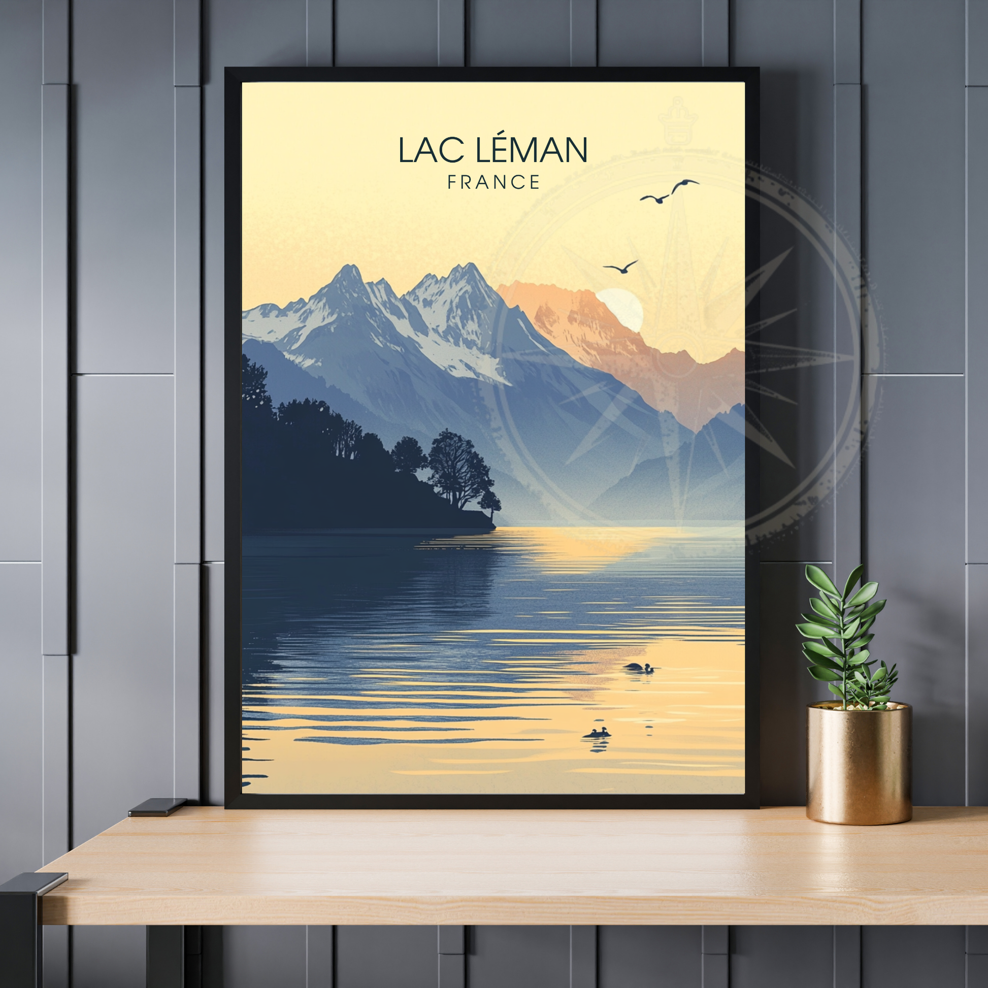 Affiche Lac Léman | Poster France | Affiche Lac