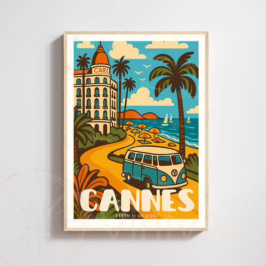 Affiche Cannes | Poster de voyage French Riviera | Affiche France