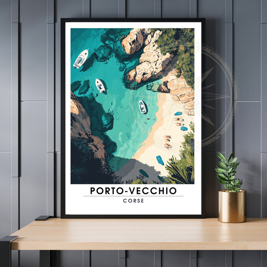 Affiche Porto Vecchio | Impression de voyage Corse | Affiche Corse