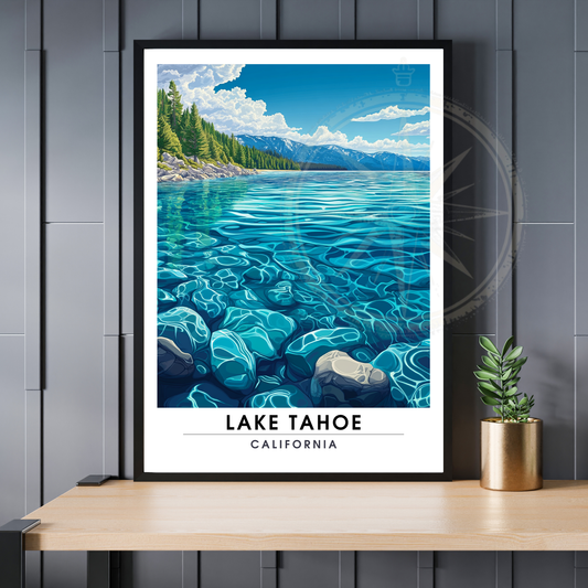 Affiche Lac Tahoe Californie | Impression de voyage États-Unis | Affiche Lac