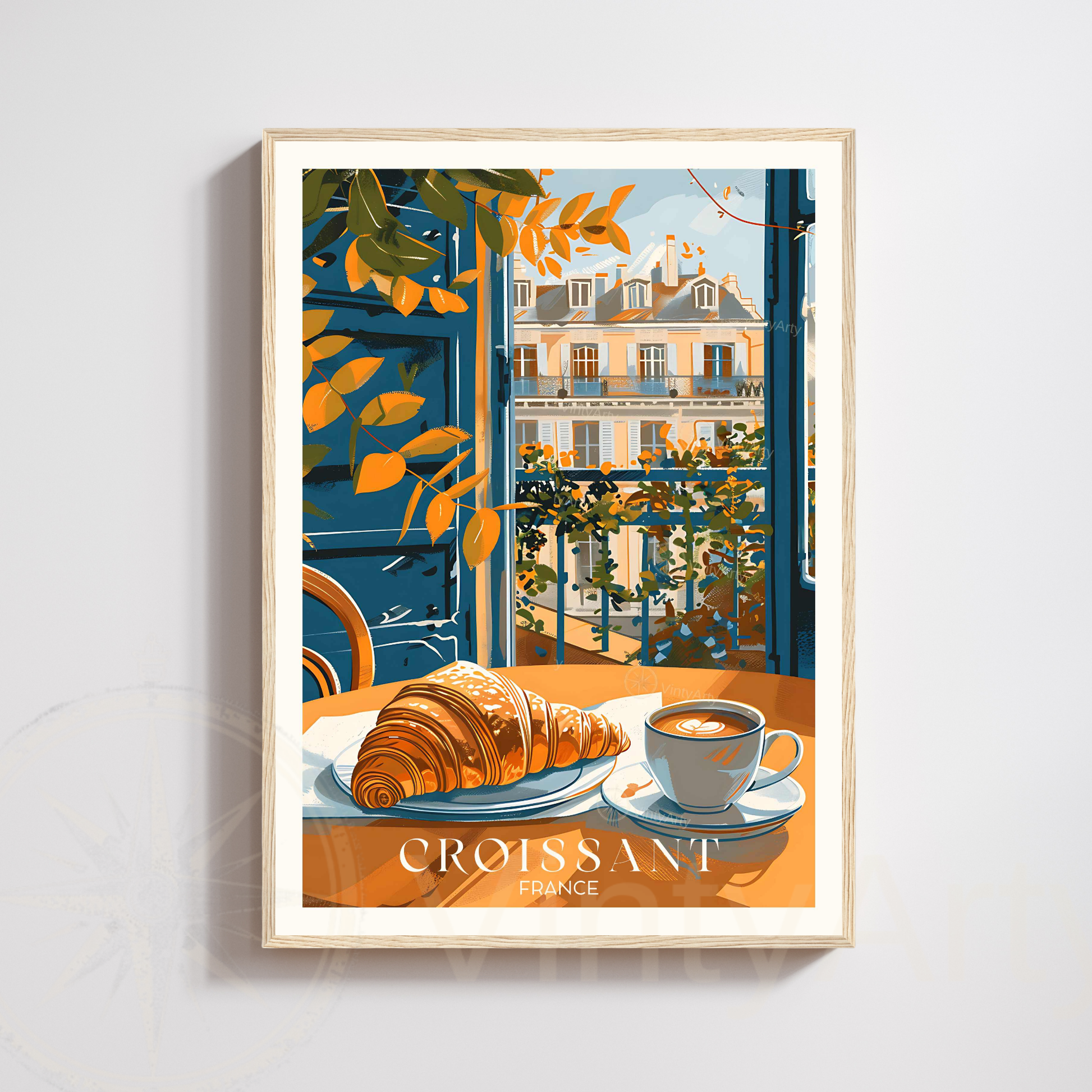 Affiche Paris | Impression déco croissant | Affiche France