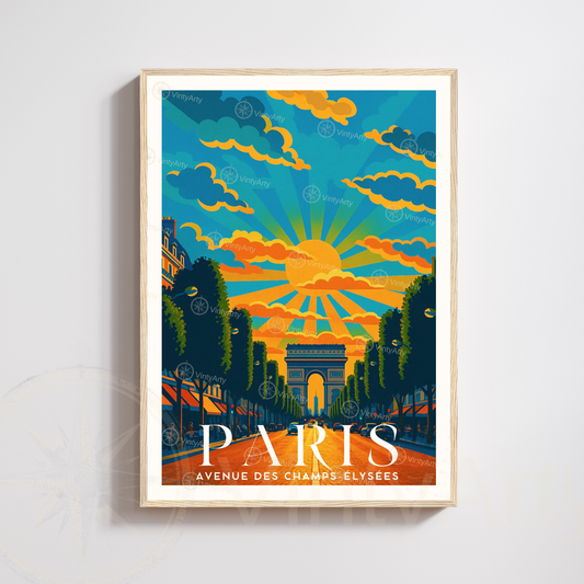 Affiche Paris | Poster Avenue des Champs-Elysées   | Affiche France