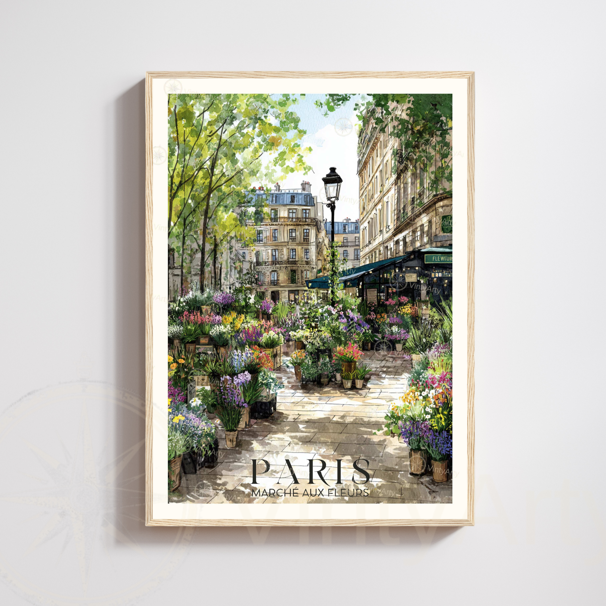 Affiche Paris | Poster France | Affiche Marché aux fleurs