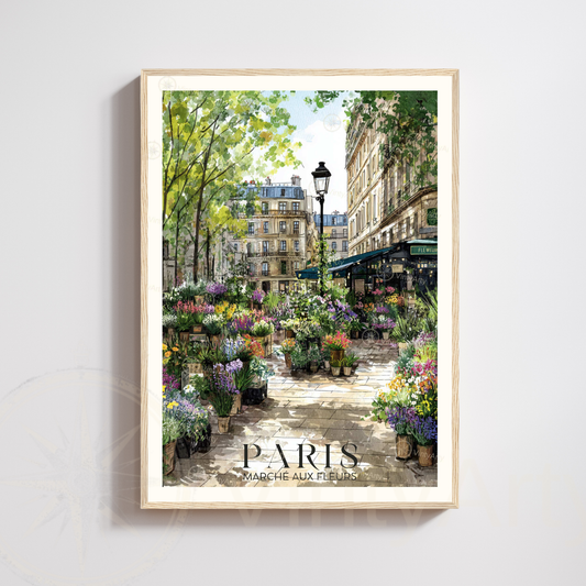 Affiche Paris | Poster France | Affiche Marché aux fleurs