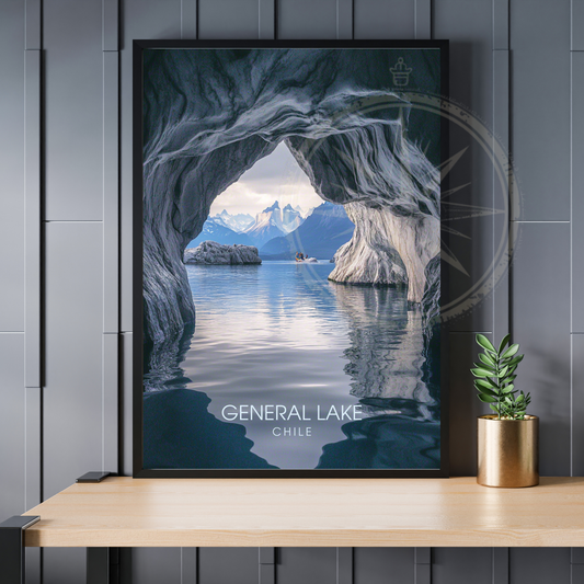 Affiche Lac Général | Impression de voyage Chili | Affiche Lac
