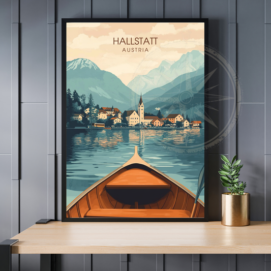 Affiche Hallstatt | Poster de voyage Autriche | Affiche Autriche