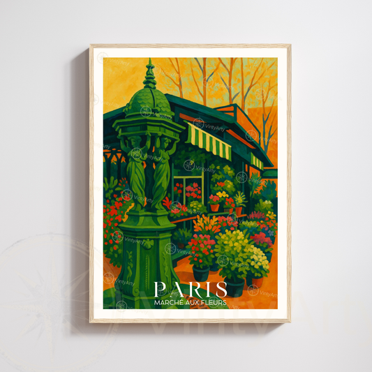 Affiche Paris | Poster Marché aux fleurs | Affiche France