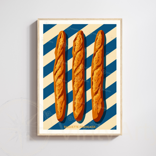 Affiche Paris | Poster artistique baguette française | Affiche France