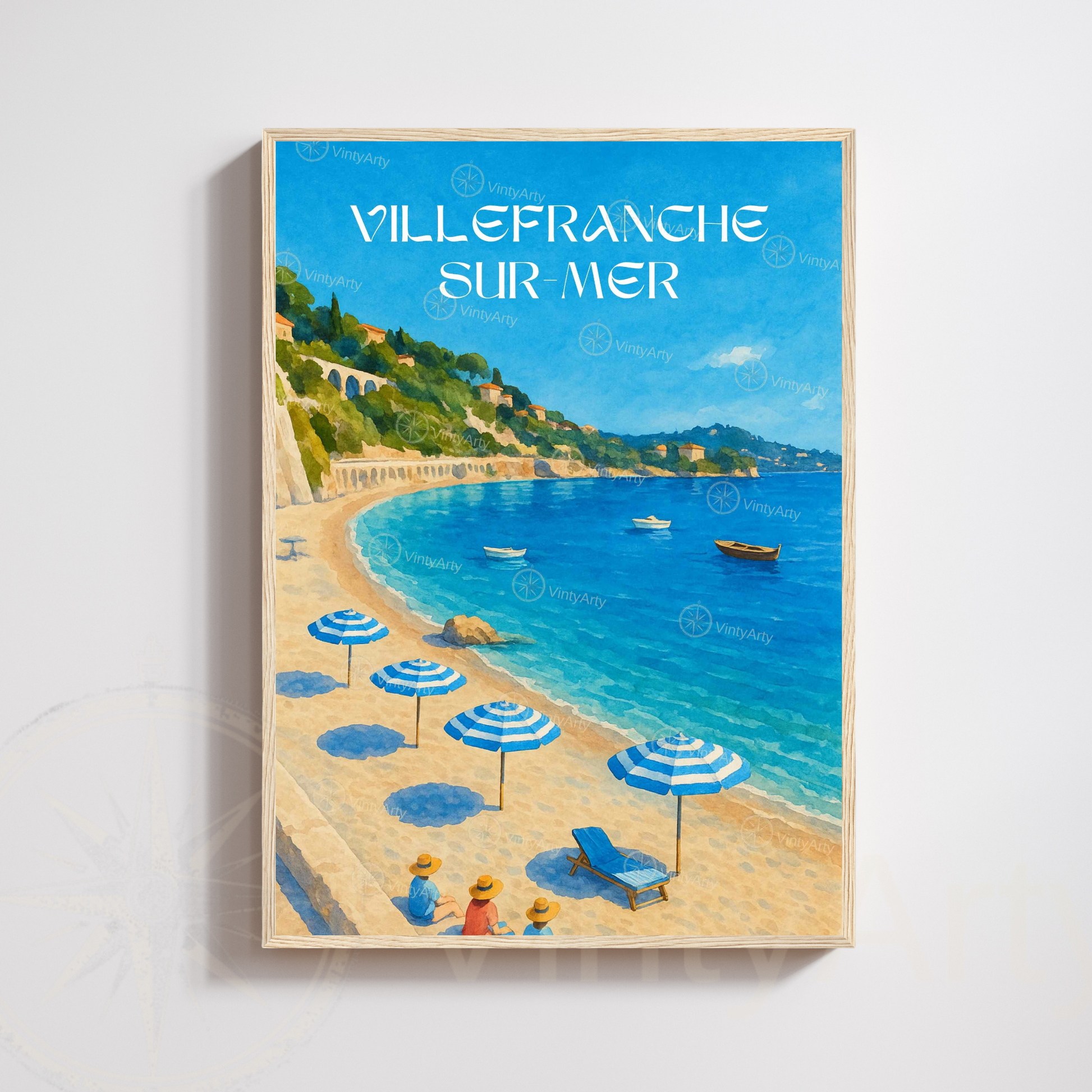 Affiche Villefranche-sur-Mer | Poster de voyage France | Affiche Côte d'Azur
