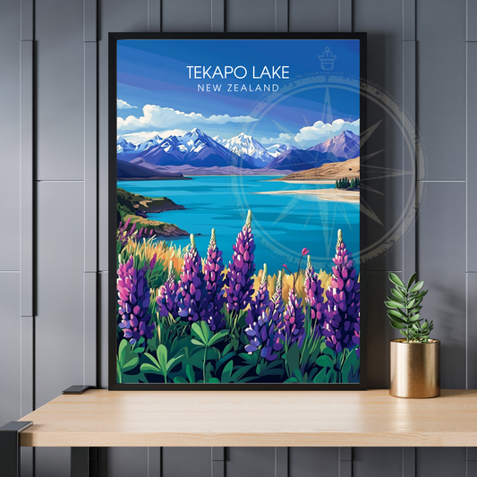 Affiche Lac Tekapo | Poster Nouvelle-Zélande | Affiche Lac