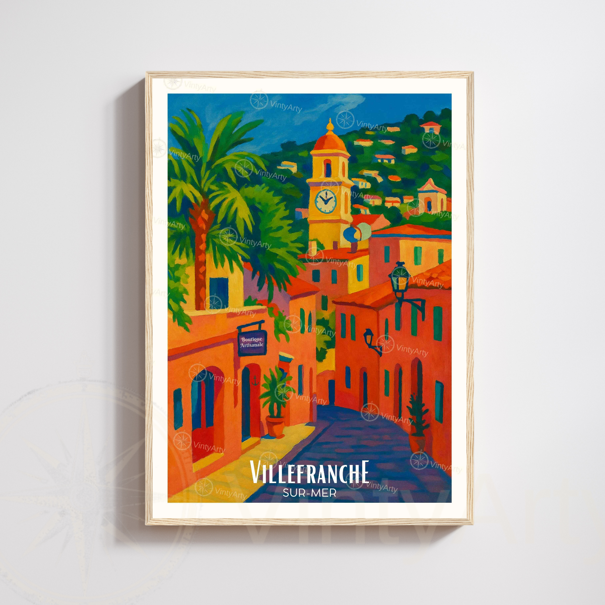 Affiche Villefranche-sur-Mer | Poster France | Affiche Côte d'Azur