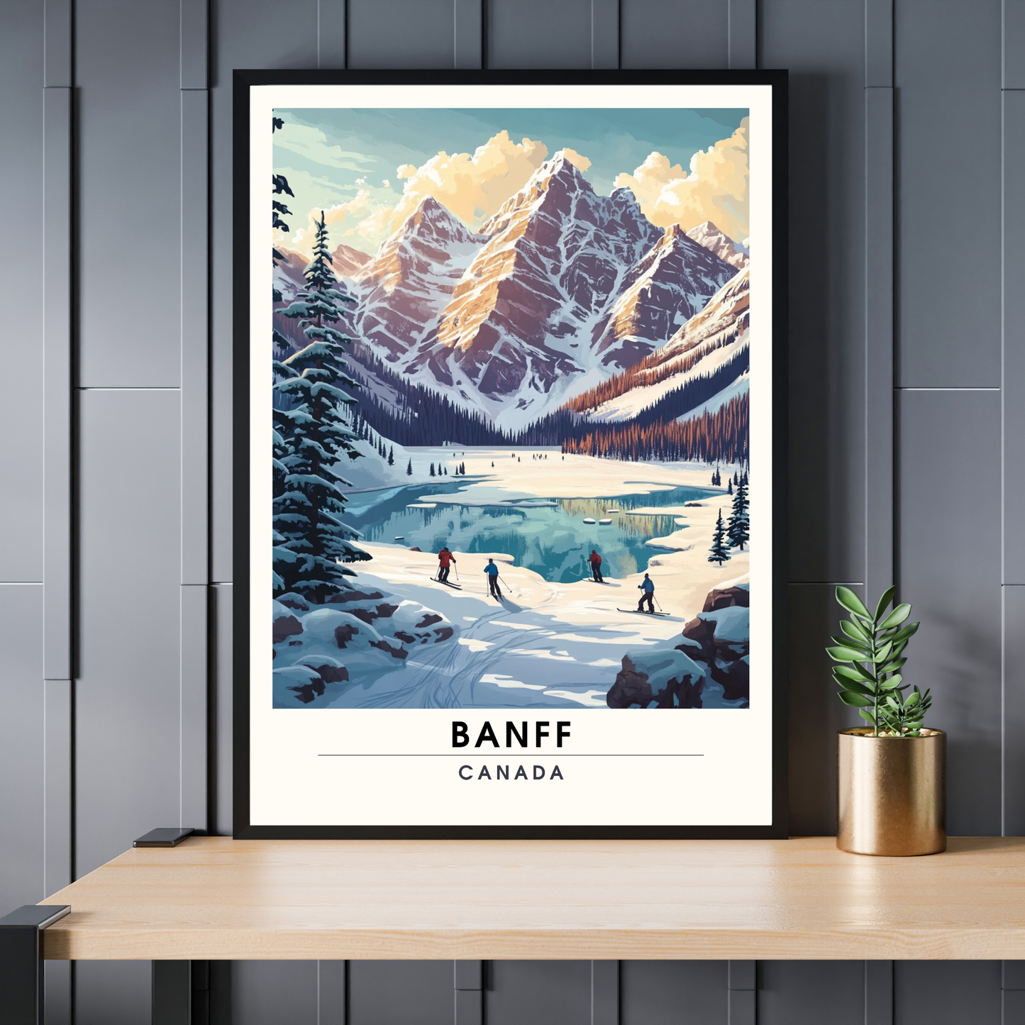 Affiche Banff, Canada| impression de voyage Banff | Affiche Ski