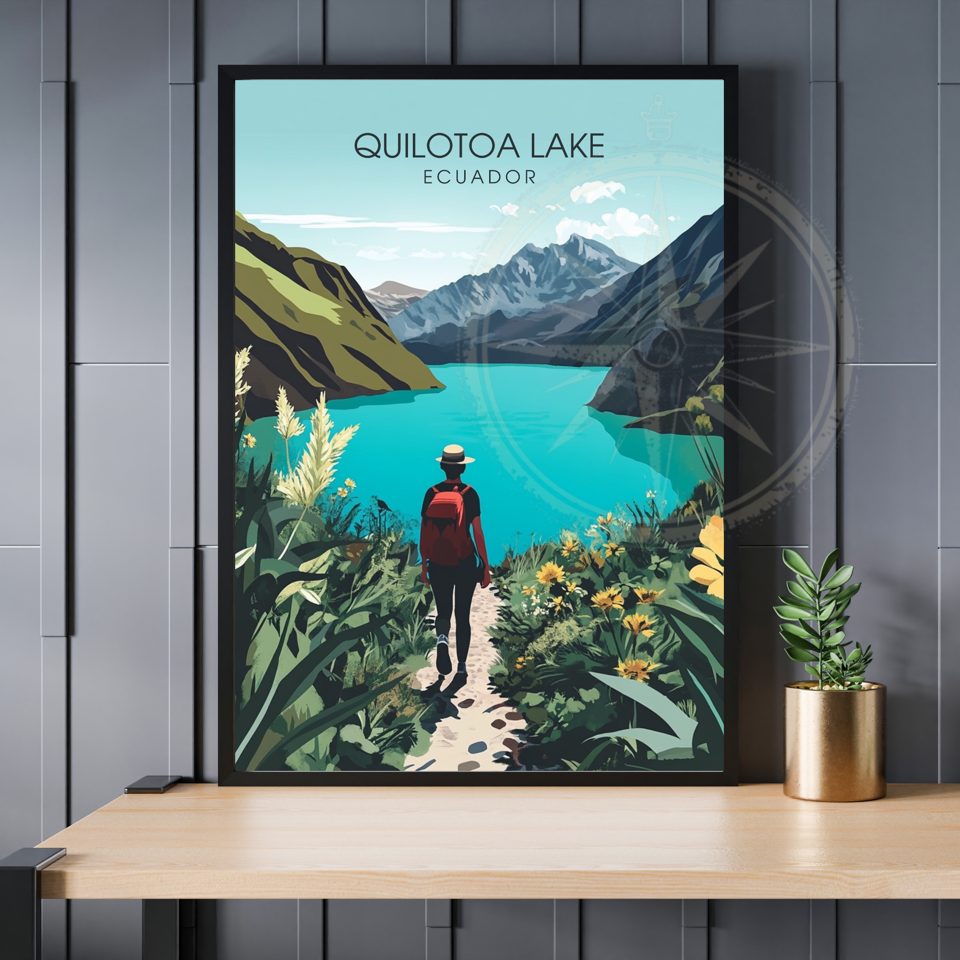Affiche Lac Quilotoa | Impression Équateur | Affiche Lac