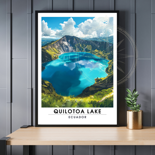 Affiche Lac Quilotoa | Impression de voyage Équateur | Affiche Lac