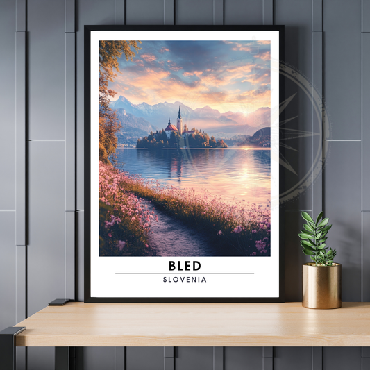 Affiche Bled | Impression de voyage Slovénie | Affiche Slovénie
