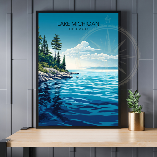 Affiche Lac Michigan Chicago | Impression États-Unis | Affiche Lac