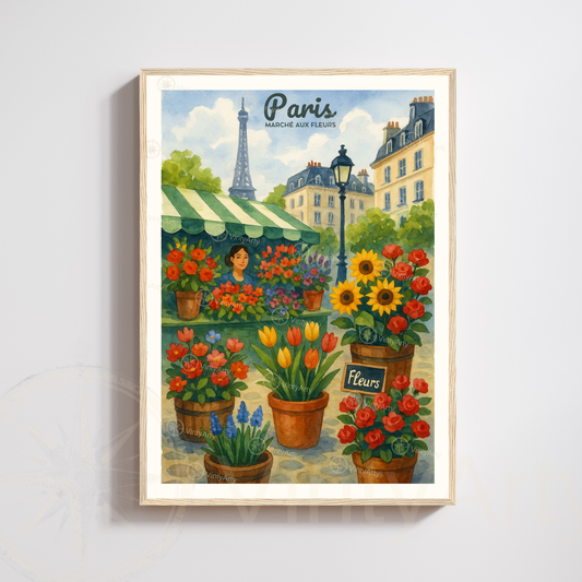 Affiche Paris | Impression France | Affiche Marché aux fleurs