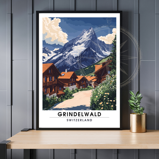 Affiche Grindelwald | Impression de voyage Suisse | Affiche Suisse