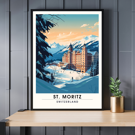 Affiche Saint-Moritz, Suisse | impression de voyage Saint-Moritz, Affiche de ski