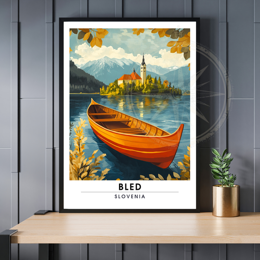 Affiche Bled | Impression de voyage Slovénie | Affiche Slovénie