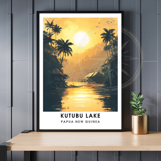 Affiche Lac Katubu | Poster de voyage Papouasie-Nouvelle-Guinée | Affiche Lac