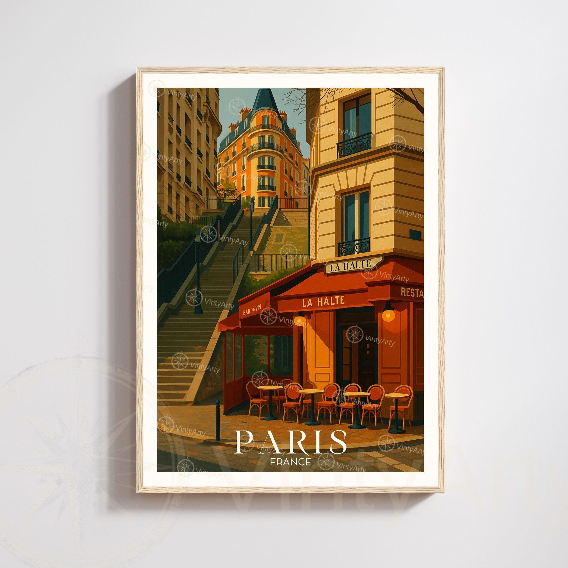 Affiche Paris | Impression Café La Halte | Affiche France