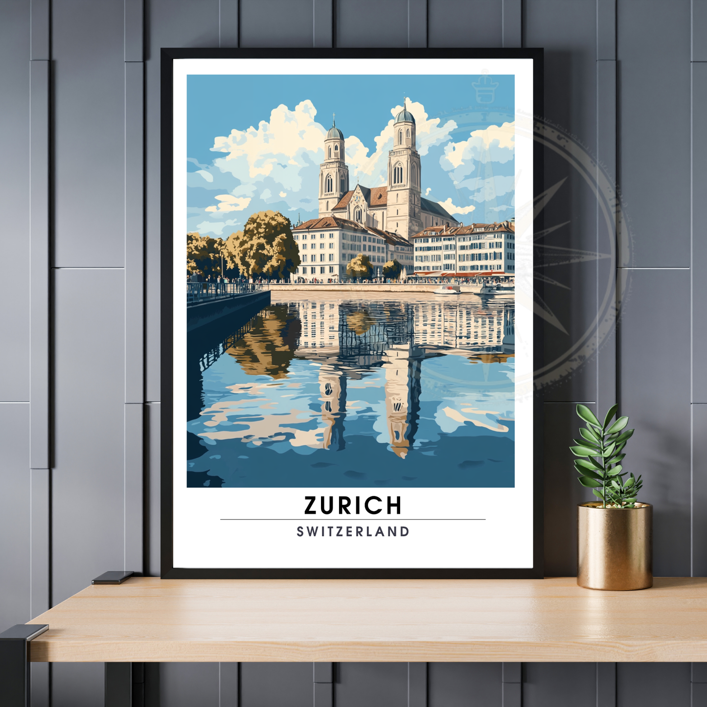 Affiche Zurich | Poster décoratif Suisse | Affiche Suisse