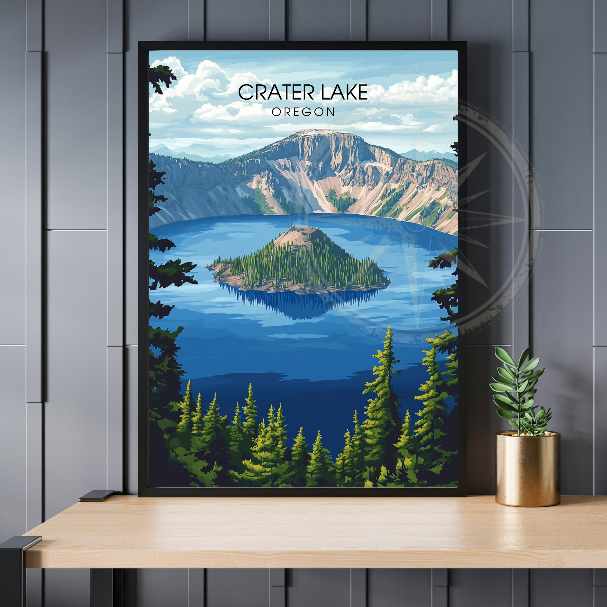 Affiche Lac Crater Oregon | Poster de voyage États-Unis | Affiche Lac