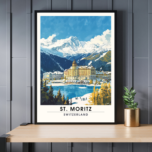 Affiche Saint-Moritz, Suisse | impression Saint-Moritz, Affiche de ski