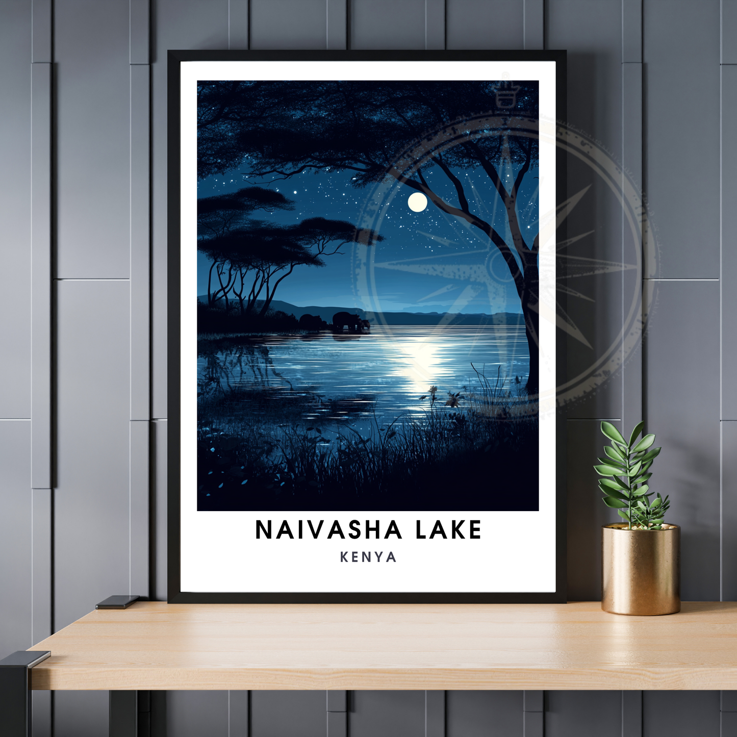 Affiche Lac Naivasha | Poster voyage Kenya | Affiche Lac