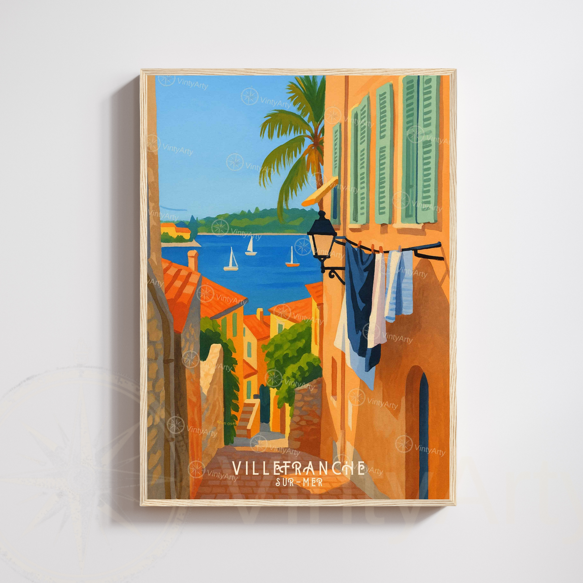 Affiche Villefranche-sur-Mer | Poster Art France | Affiche Côte d'Azur