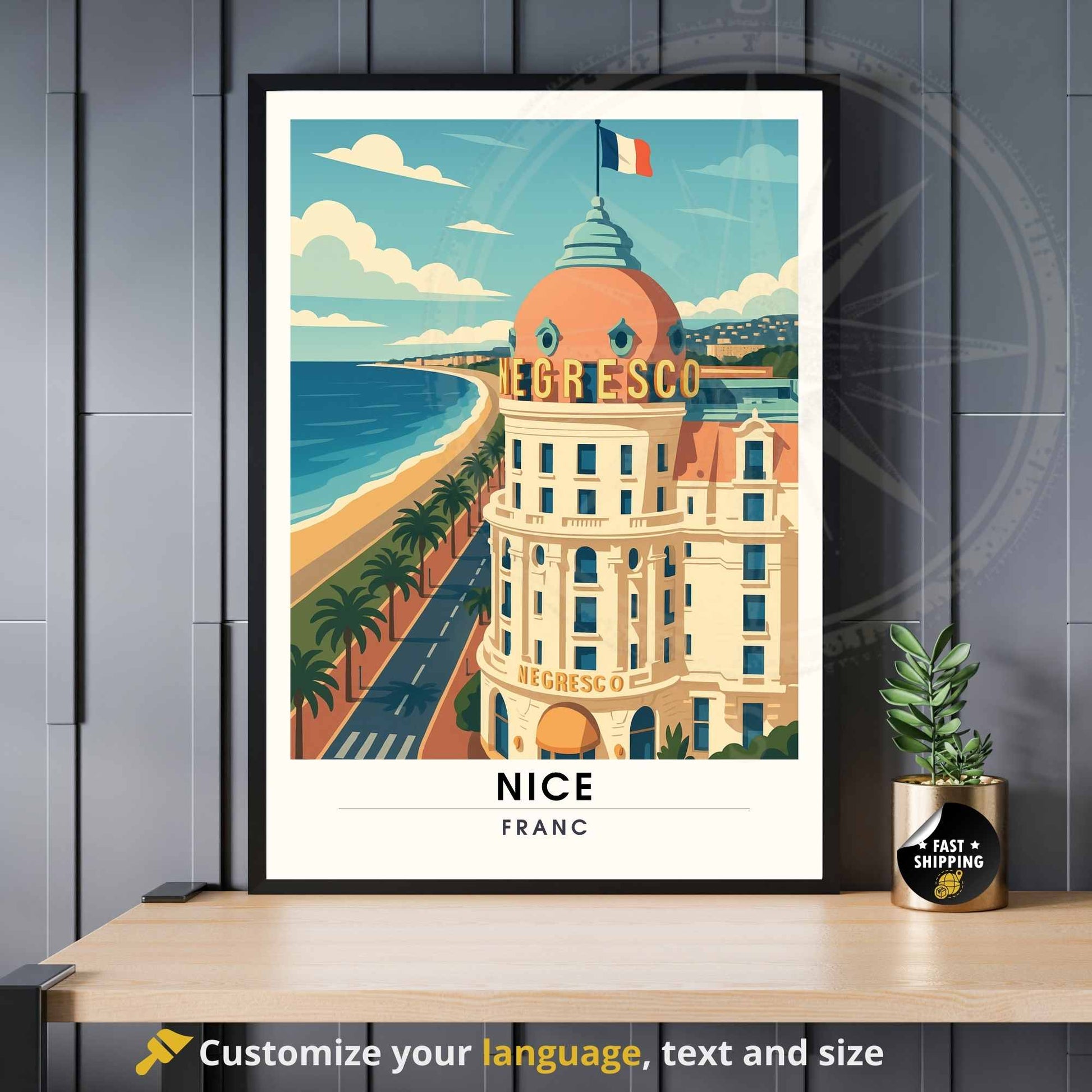 Affiche Nice | Impression Nice | Affiche de voyage France | Promenade des Anglais