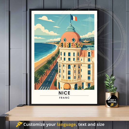Affiche Nice | Impression Nice | Affiche de voyage France | Promenade des Anglais