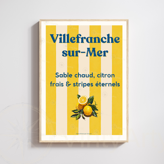 Affiche Villefranche-sur-Mer | Décoration murale France | Affiche Côte d'Azur
