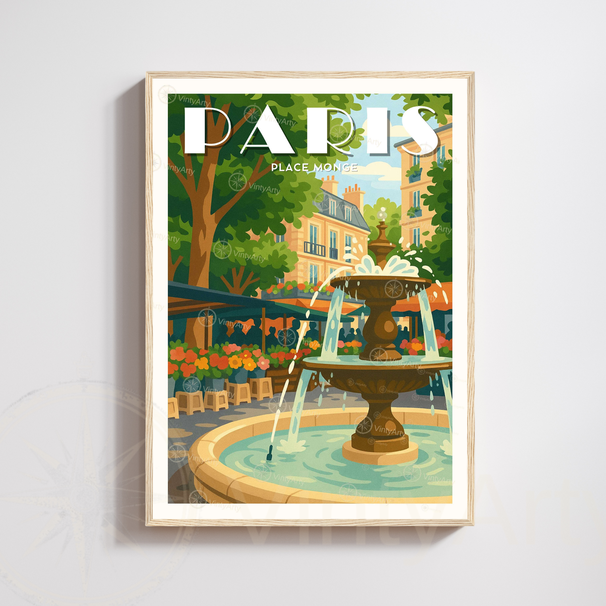 Affiche Paris | Poster Place Monge  | Affiche France