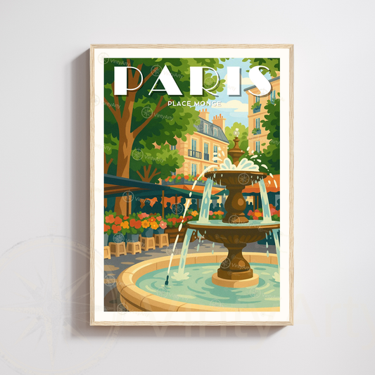 Affiche Paris | Poster Place Monge  | Affiche France