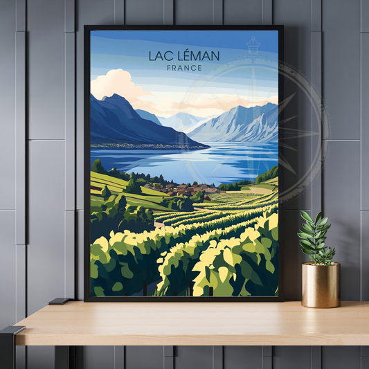 Affiche Lac Léman | Poster de voyage France | Affiche Lac