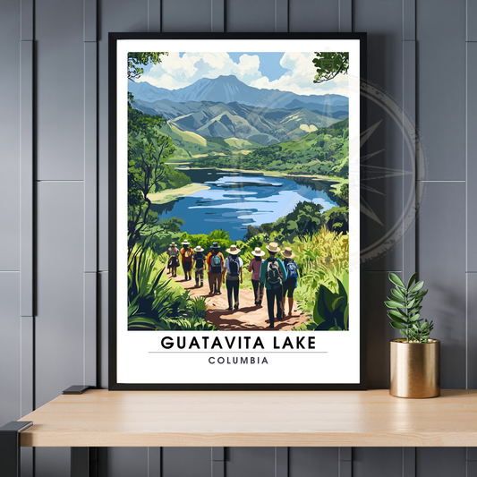 Affiche Lac Guatavita | Poster de voyage Columbia | Affiche Lac