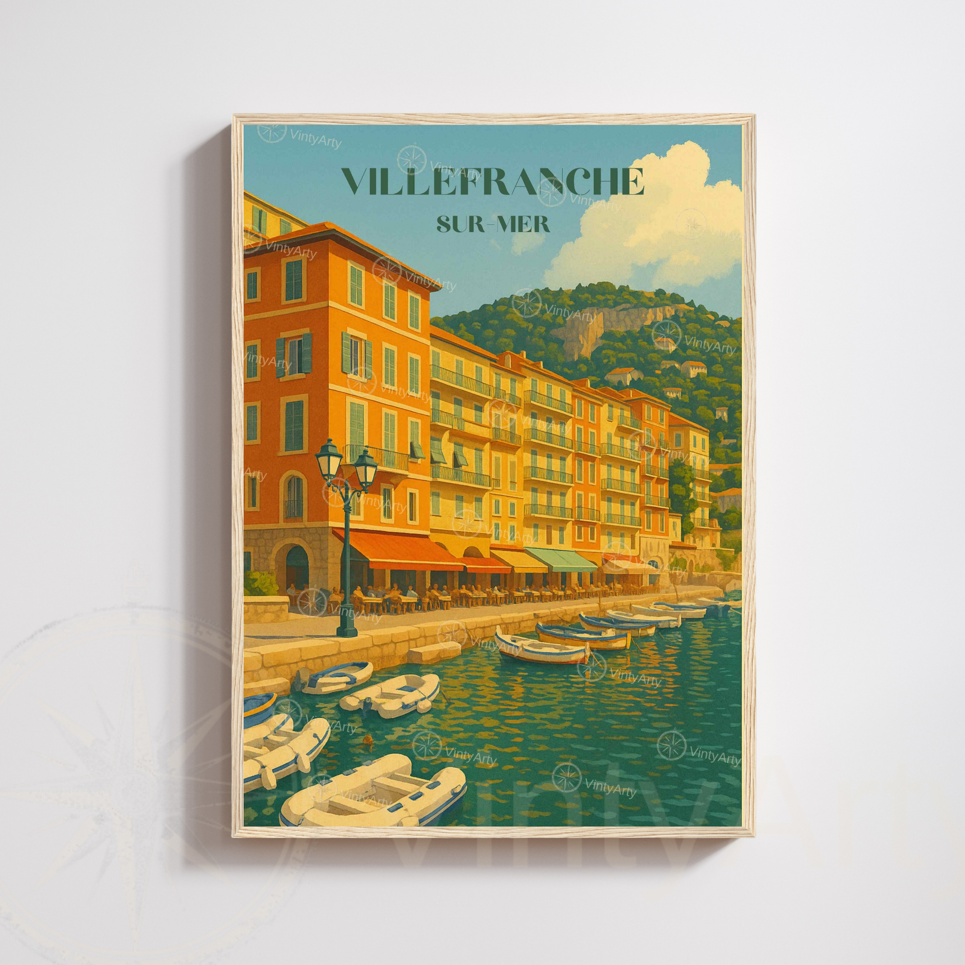Affiche Villefranche-sur-Mer | Impression artistique France | Affiche Côte d'Azur