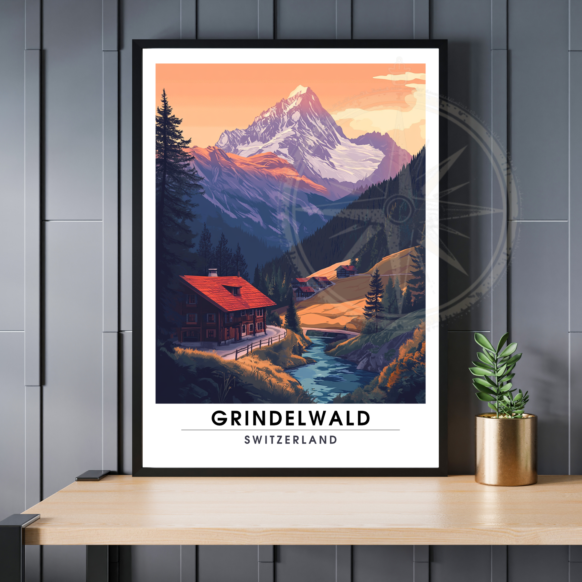 Affiche Grindelwald | Poster de voyage Suisse | Affiche Suisse
