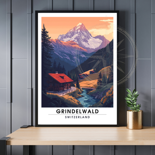 Affiche Grindelwald | Poster de voyage Suisse | Affiche Suisse