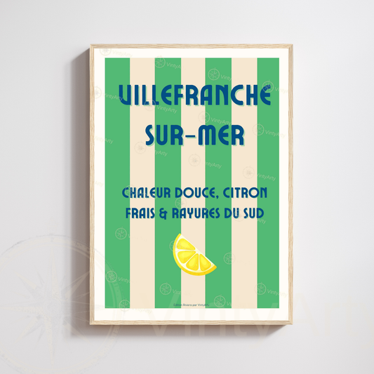 Affiche Villefranche-sur-Mer | Impression de voyage France | Affiche Côte d'Azur