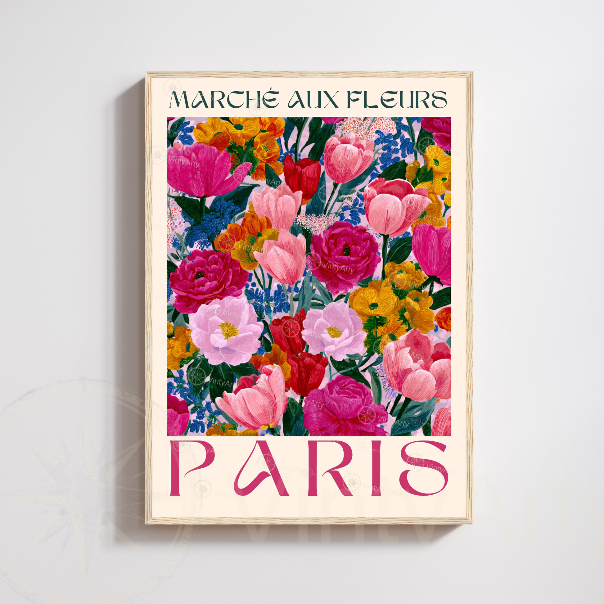 Affiche Paris | Décoration murale France | Affiche Marché aux fleurs