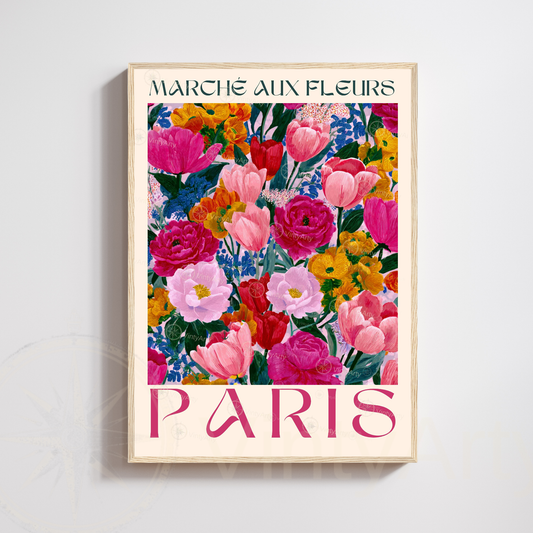 Affiche Paris | Décoration murale France | Affiche Marché aux fleurs
