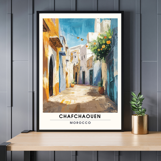 Affiche Chefchaouen | Poster de voyage Maroc | Affiche Maroc