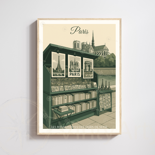 Affiche Paris | Poster les bouquinistes des quais de Paris | Affiche France