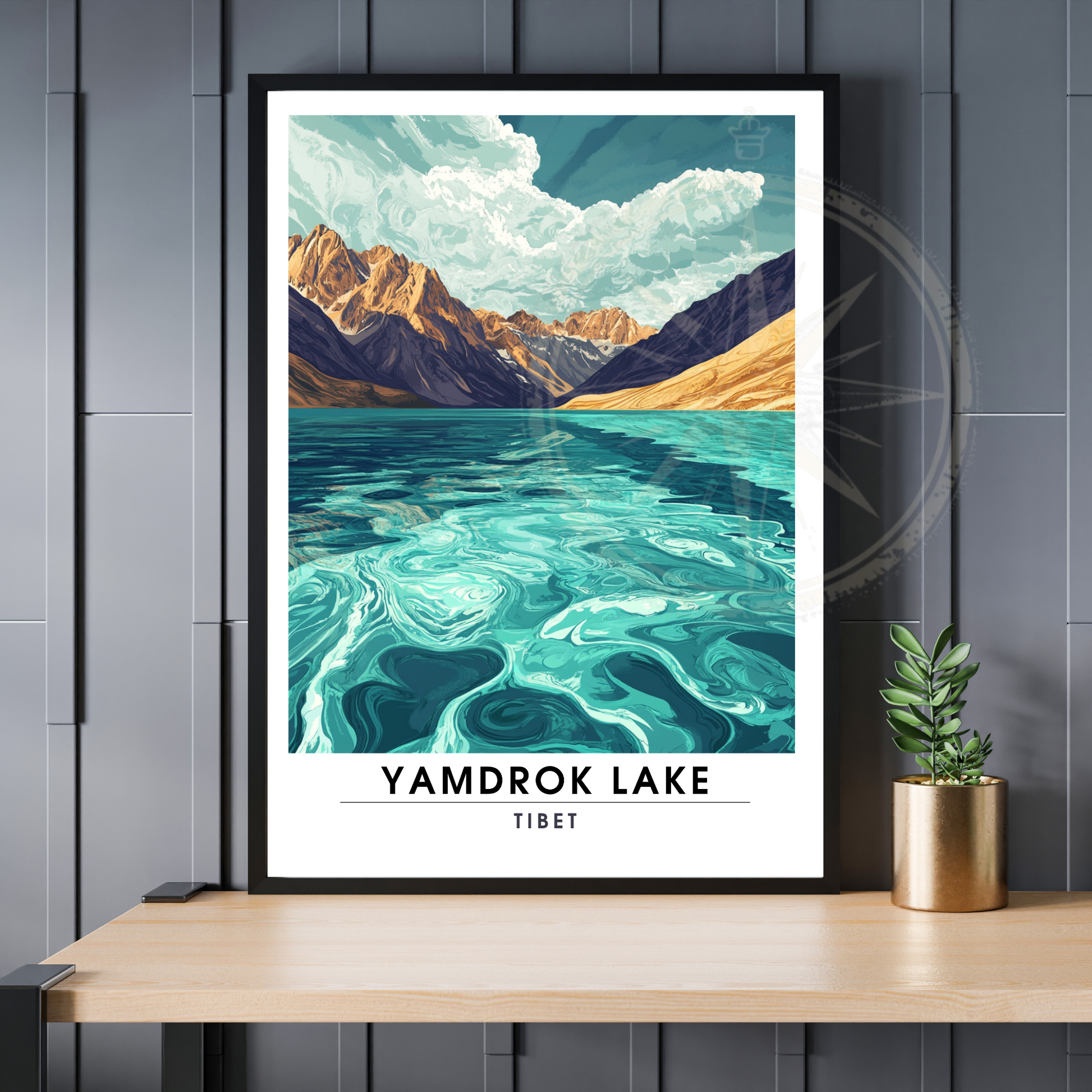 Affiche Lac Yamdrok  | Poster de voyage Tibet | Affiche Lac