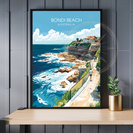 Affiche Plage de Bondi | Impression Australie | Affiche Australie
