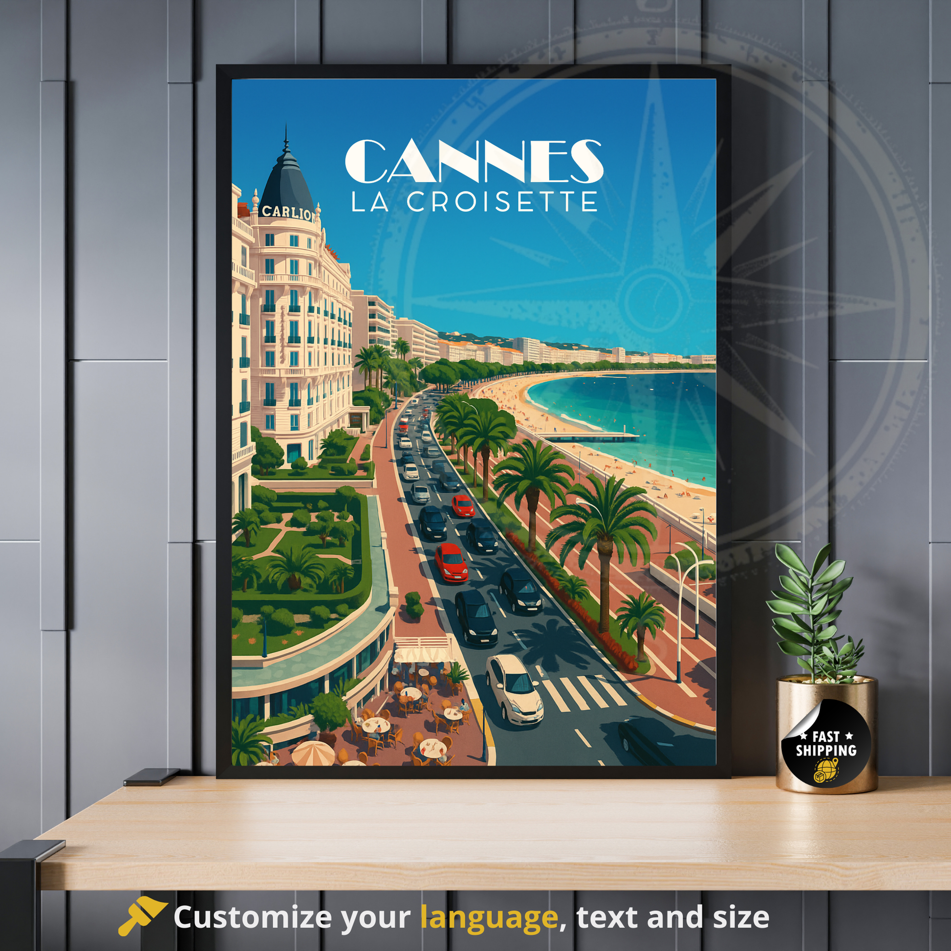 Affiche Cannes | La Croisette | Affiche de voyage France